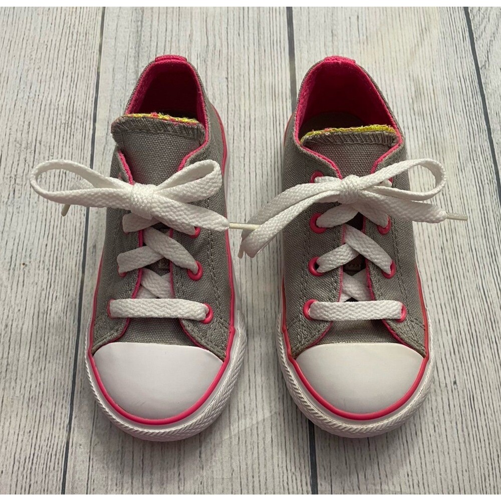 Grey Gray & Pink Converse All Stars Toddler Shoes, Size 9